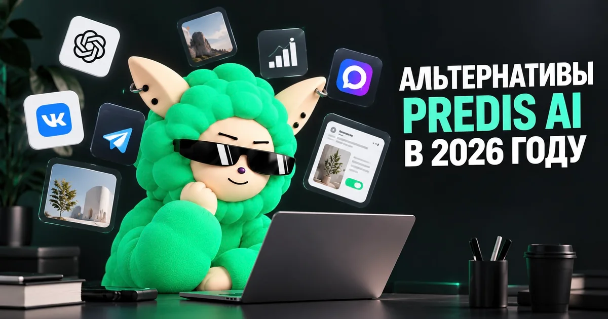 «Альтернативы Predis AI в 2026 году: аналоги для России с ВКонтакте, Telegram и MAX» — иллюстрация к материалу LABRICA