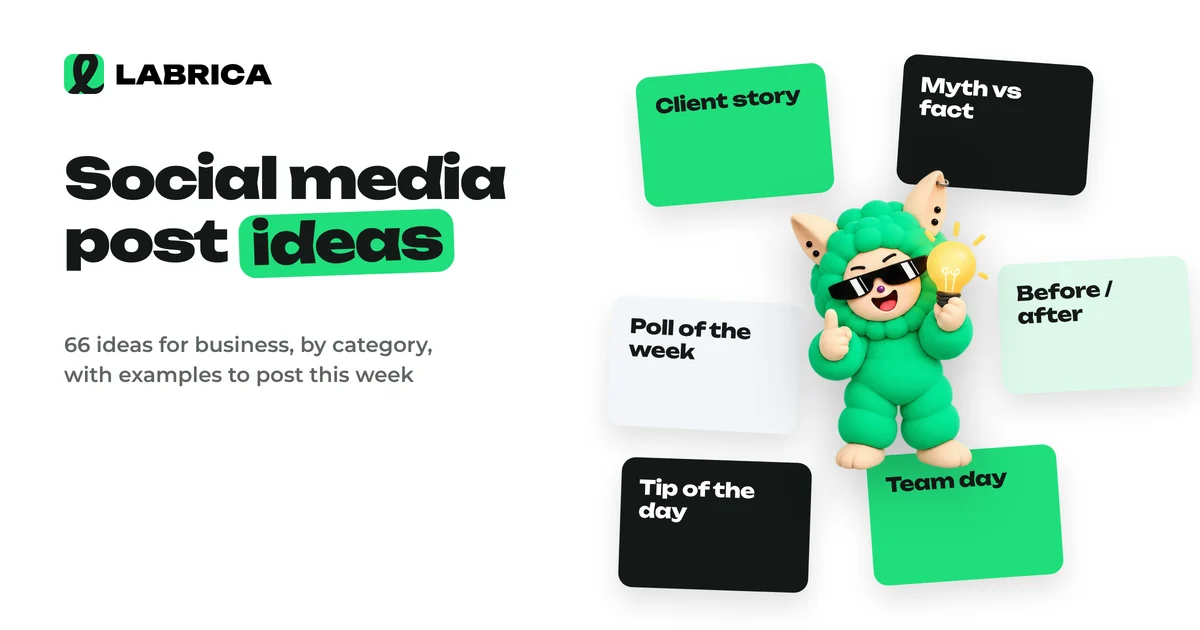 Social Media Post Ideas for Business: 66 Ideas by Category with Examples, an illustration by LABRICA