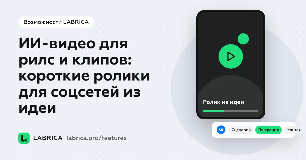 «ИИ-видео для рилс и клипов: короткие ролики для соцсетей из идеи» — иллюстрация к материалу LABRICA