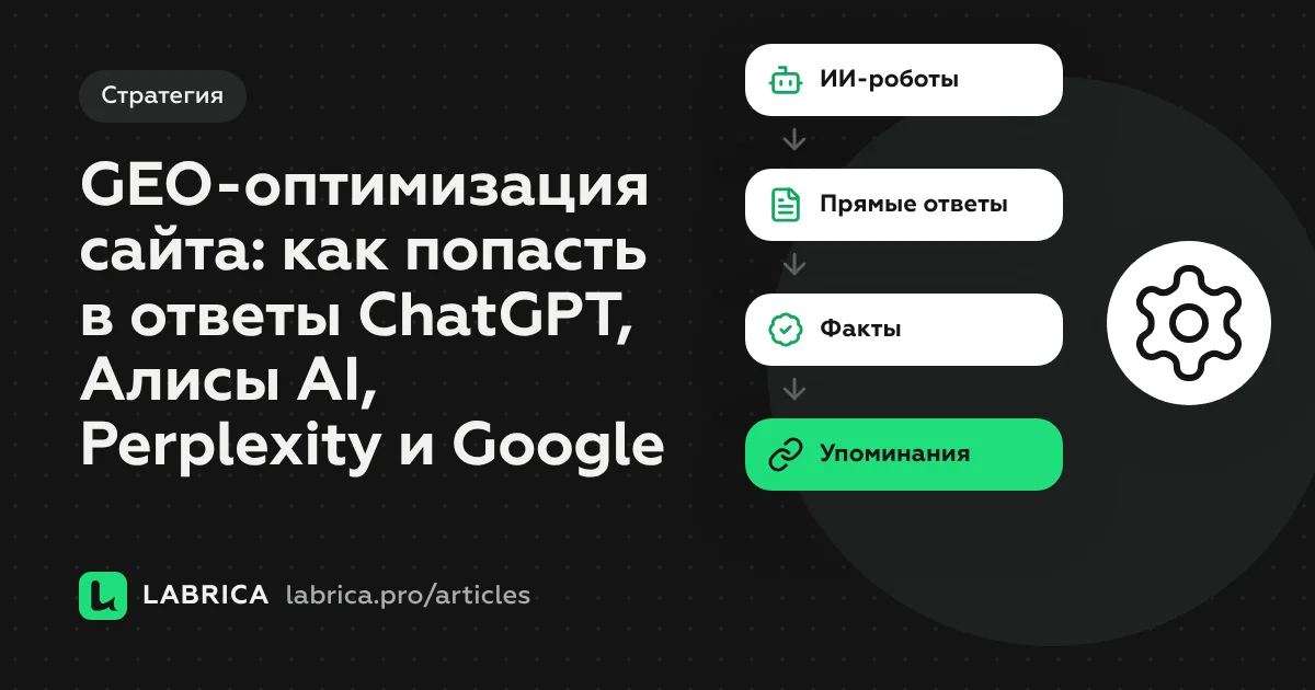 «GEO-оптимизация сайта: как попасть в ответы ChatGPT, Алисы AI, Perplexity и Google» — иллюстрация к материалу LABRICA