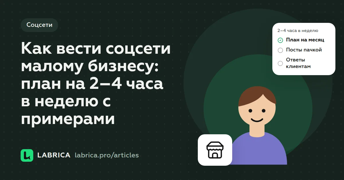 «Как вести соцсети малому бизнесу: план на 2–4 часа в неделю с примерами» — иллюстрация к материалу LABRICA