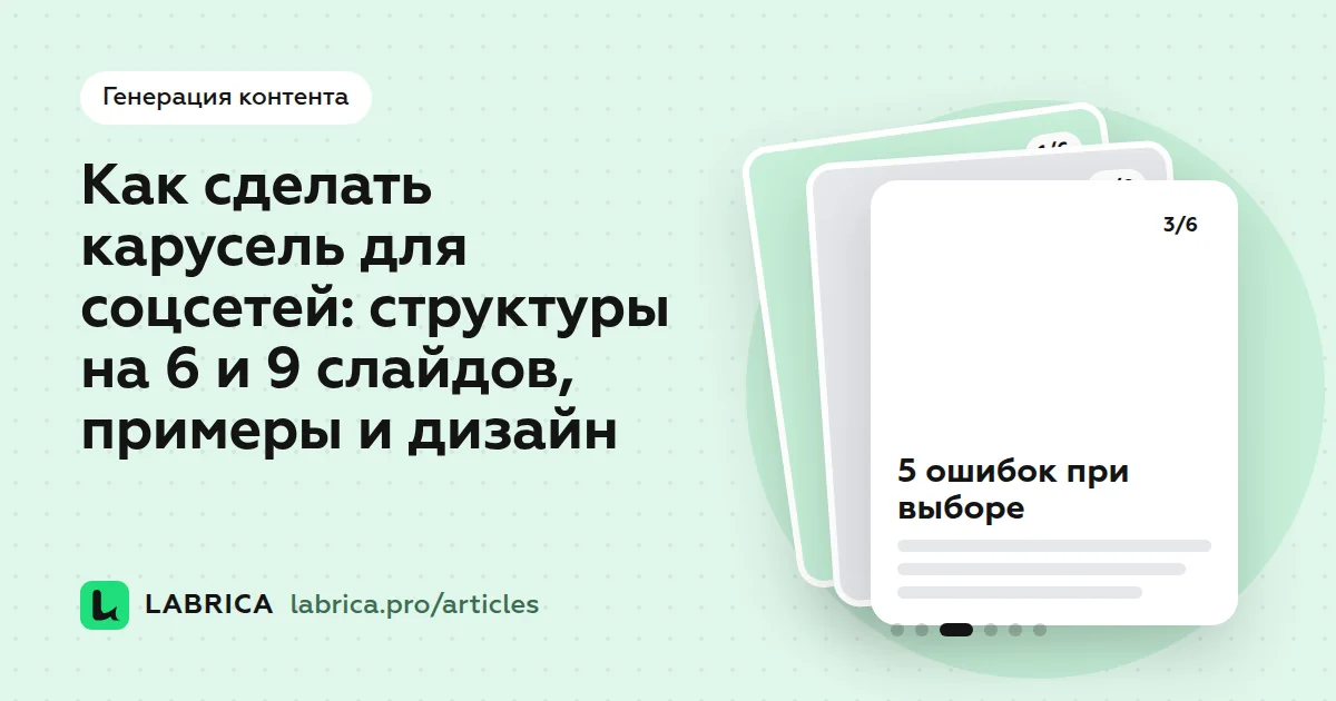 «Как сделать карусель для соцсетей: структуры на 6 и 9 слайдов, примеры и дизайн» — иллюстрация к материалу LABRICA