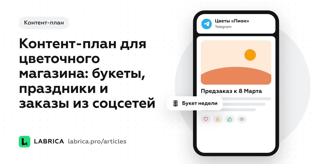 «Контент-план для цветочного магазина: букеты, праздники и заказы из соцсетей» — иллюстрация к материалу LABRICA