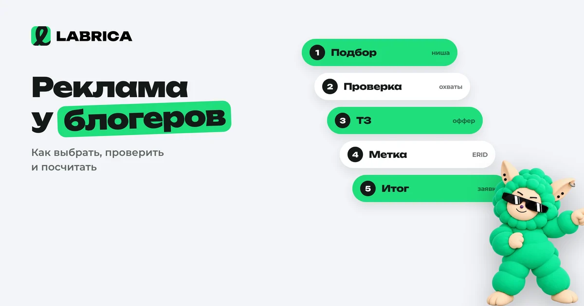 «Реклама у блогеров для малого бизнеса: как выбрать блогера, договориться и посчитать результат» — иллюстрация к материалу LABRICA