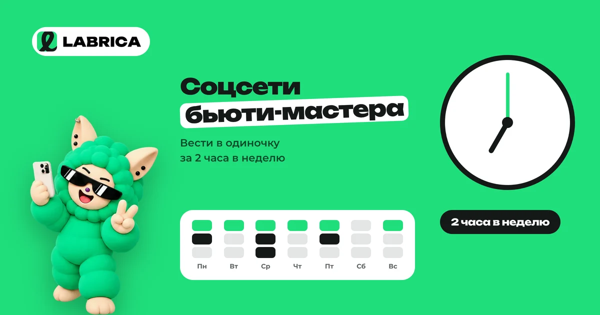 «Соцсети для бьюти-мастера: как вести их в одиночку за 2 часа в неделю» — иллюстрация к материалу LABRICA