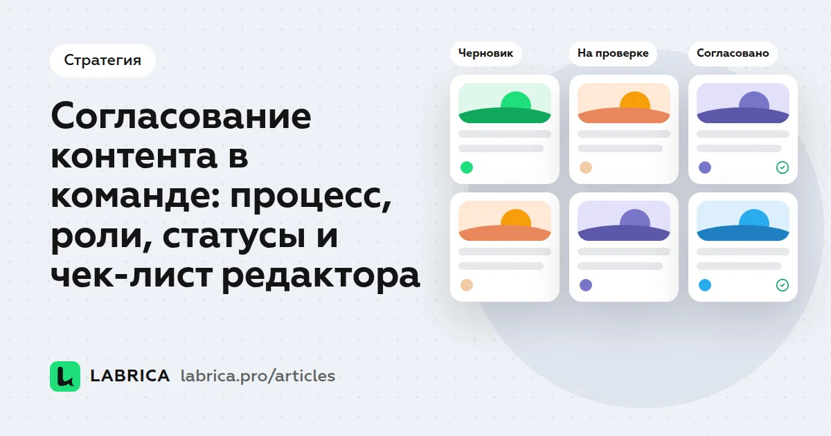 «Согласование контента в команде: процесс, роли, статусы и чек-лист редактора» — иллюстрация к материалу LABRICA